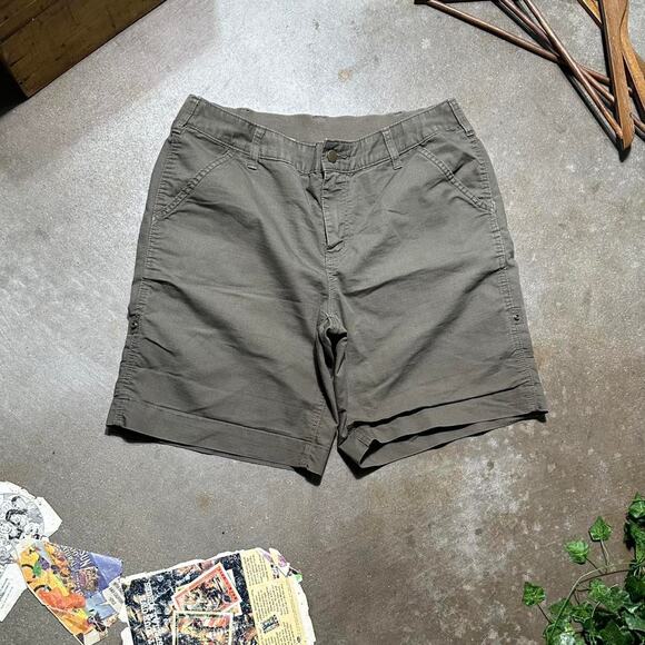 Womens Green Utility Work Shorts Size 14 Original Fit 33" Waist 8.5" Inseam - Picture 2 of 3